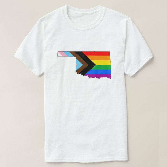 Oklahoma State Pride LGBTQ Progress Pride T-Shirt (Design Front)