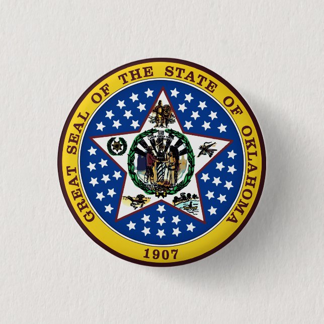 Oklahoma State Seal 3 Cm Round Badge (Front)