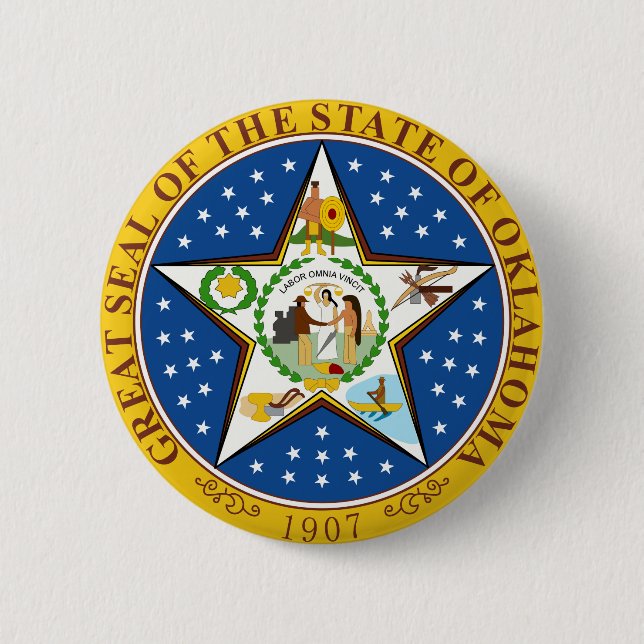 Oklahoma State Seal 6 Cm Round Badge (Front)