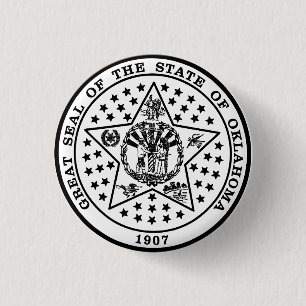 Oklahoma State Seal (black and white) 3 Cm Round Badge