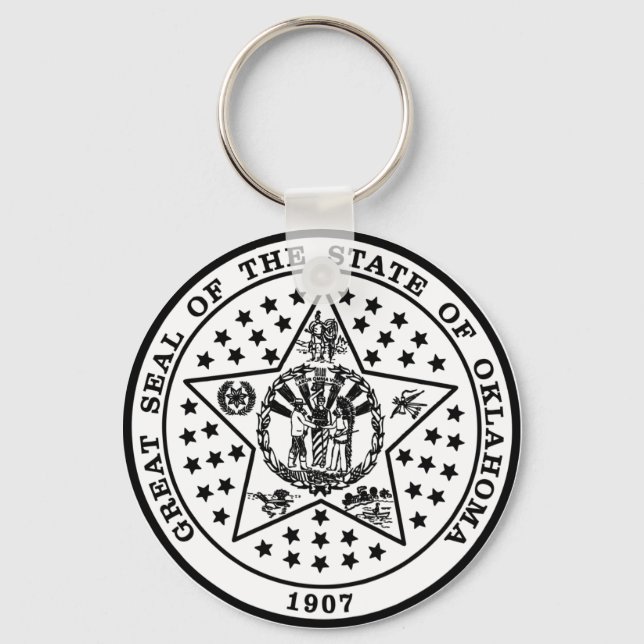 Oklahoma State Seal (black and white) Key Ring (Front)