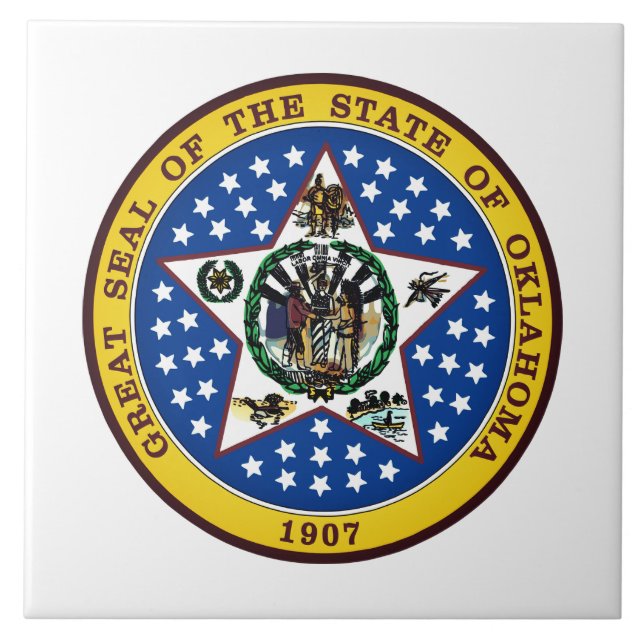 Oklahoma State Seal Ceramic Tile (Front)