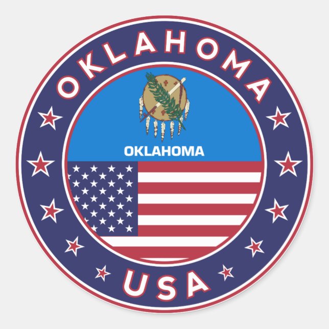 Oklahoma sticker, phone case classic round sticker (Front)