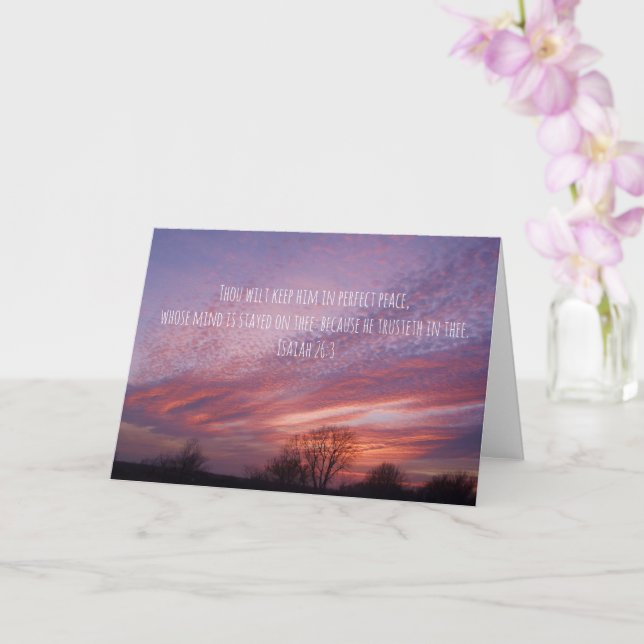 Oklahoma Sunset with Trees and Bible Verse Card (Orchid)