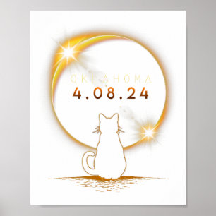 Oklahoma Total Solar Eclipse 2024 Cat Solar Eclips Poster