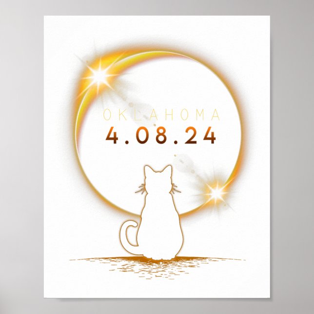 Oklahoma Total Solar Eclipse 2024 Cat Solar Eclips Poster (Front)