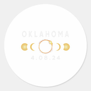 Oklahoma Total Solar Eclipse April 8 2024 Solar Ec Classic Round Sticker