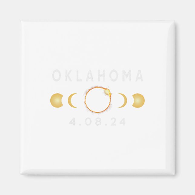 Oklahoma Total Solar Eclipse April 8 2024 Solar Ec Magnet (Front)