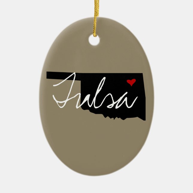 Oklahoma Town Ceramic Tree Decoration (Front)