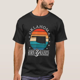 Oklahoma Usa Born & Raised Retro Us State Pride T-Shirt