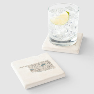 Oklahoma Vintage Picture Map Stone Coaster