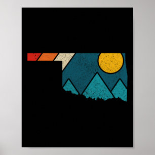 Oklahoma Vintage State Map Mountains Hiking Pride Poster