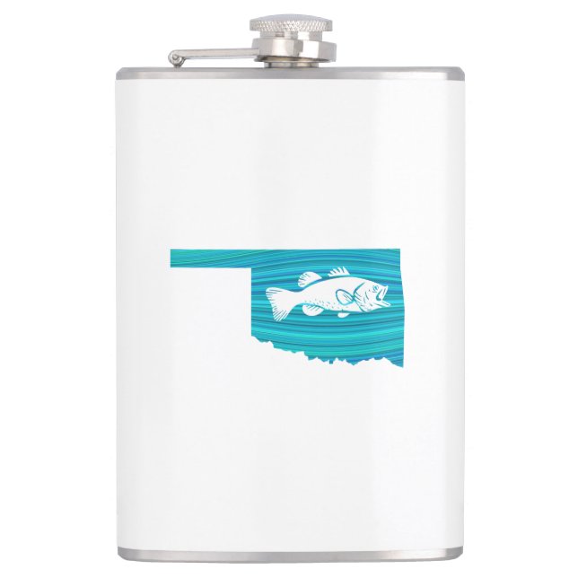 Oklahoma Wave Fishing Hip Flask (Front)