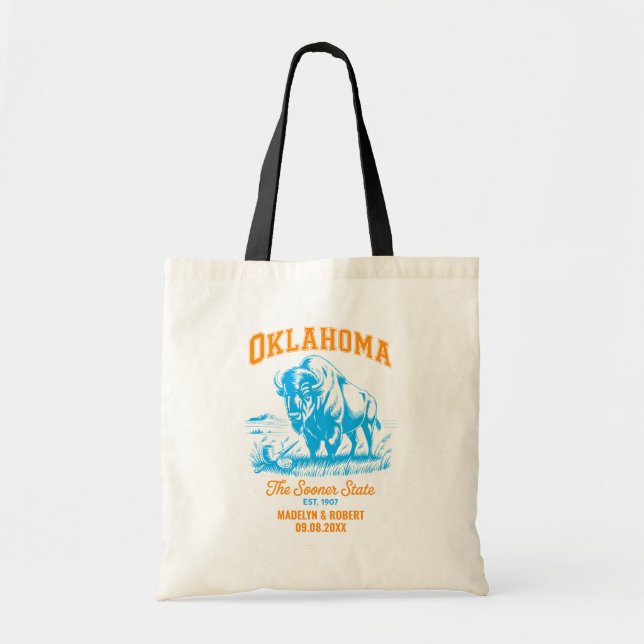 Oklahoma Wedding Welcome Bag, State Love Tote Bag (Front)