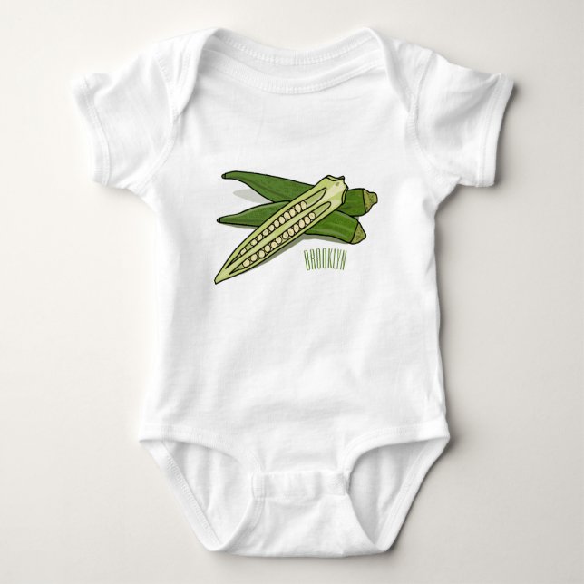 Okra cartoon illustration baby bodysuit (Front)
