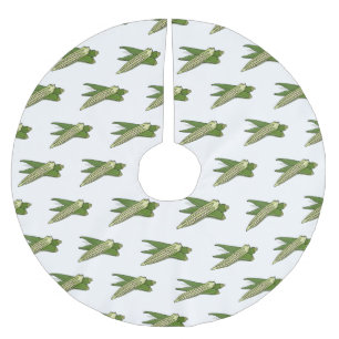 Okra cartoon illustration brushed polyester tree skirt