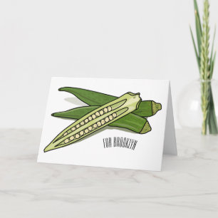 Okra cartoon illustration card