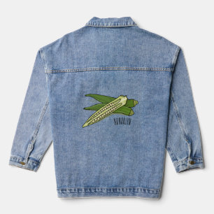 Okra cartoon illustration denim jacket