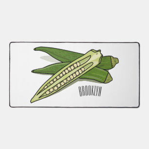 Okra cartoon illustration desk mat
