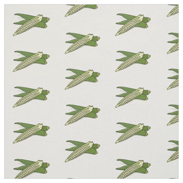 Okra cartoon illustration fabric (Swatch)