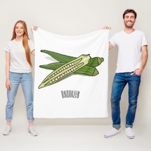 Okra cartoon illustration fleece blanket