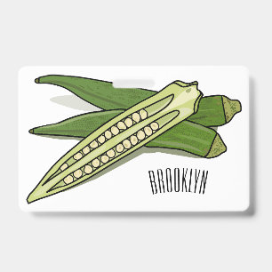 Okra cartoon illustration ID badge