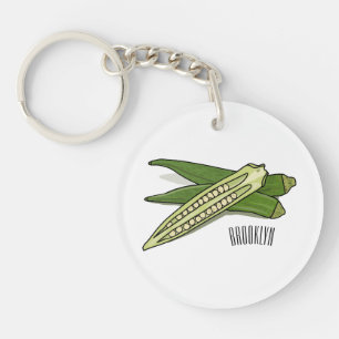 Okra cartoon illustration key ring
