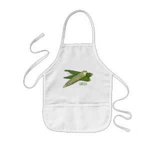Okra cartoon illustration kids apron