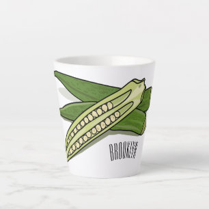 Okra cartoon illustration latte mug