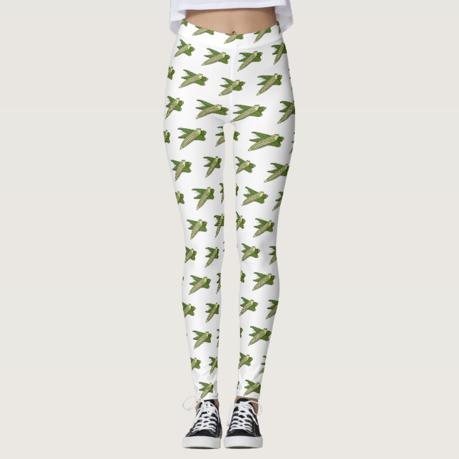 Okra cartoon illustration leggings (Front)
