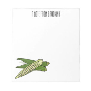 Okra cartoon illustration notepad