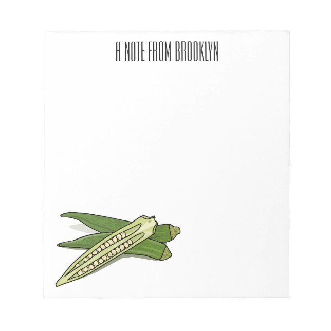 Okra cartoon illustration notepad (Front)