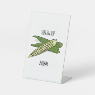 Okra cartoon illustration pedestal sign