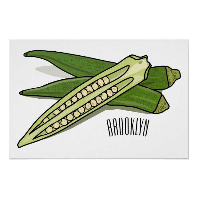 Okra cartoon illustration poster (Front)