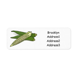 Okra cartoon illustration return address label
