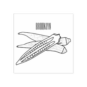 Okra cartoon illustration rubber stamp