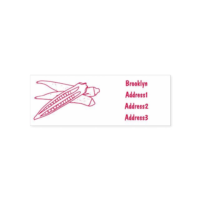 Okra cartoon illustration self-inking stamp (Design)
