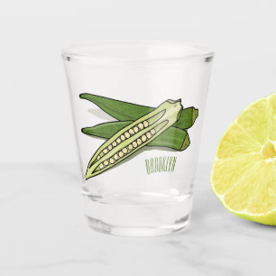 Okra cartoon illustration shot glass
