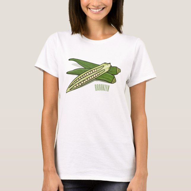 Okra cartoon illustration T-Shirt (Front)