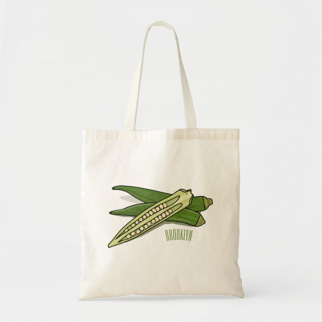 Okra cartoon illustration tote bag (Front)