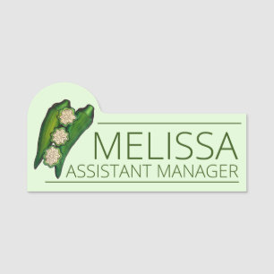 Okra Pod Fresh Summer Produce Southern Cooking Name Tag