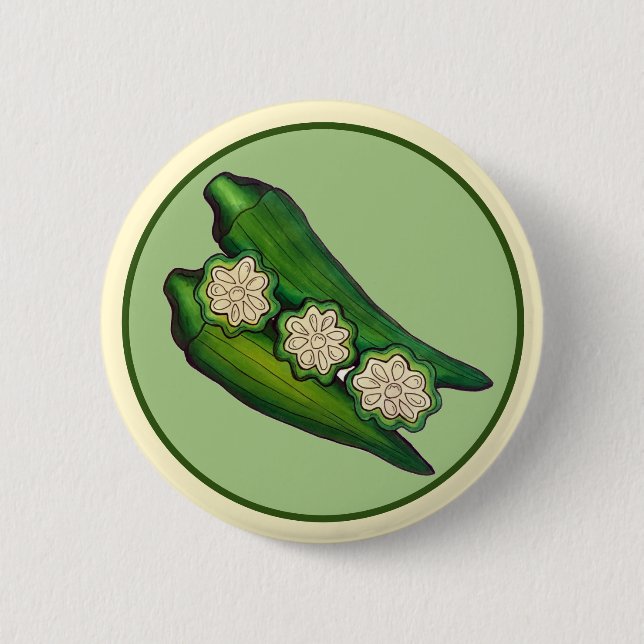 Okra Pods Veggie Vegetable Gumbo Southern Food 6 Cm Round Badge (Front)