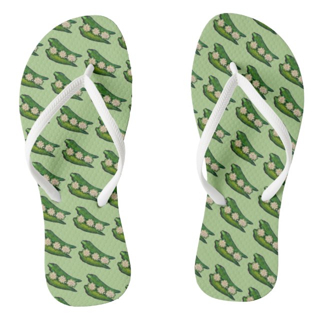 Okra Pods Veggie Vegetable Gumbo Southern Food Thongs (Footbed)