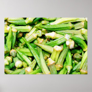 okras green vegetables still life poster