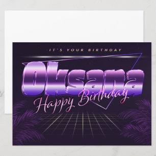 Oksana Name Vorname lila retro Karte Geburtstag Card