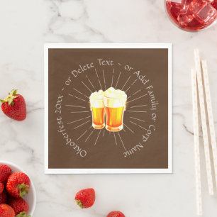 Oktoberfest 20xx Beer Glasses Brown Sunburst Napkin
