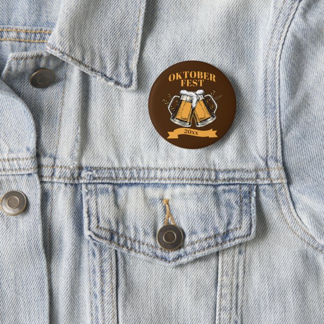 Oktoberfest 20xx Year Steins Brown Beer Party  6 Cm Round Badge (In Situ)