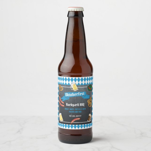 Oktoberfest Bavarian Beer Backyard BBQ Party   Bottle Label (Front)