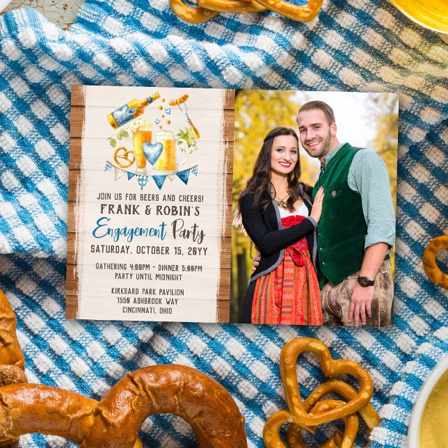 Oktoberfest Bavarian Beer Engagement Party Photo Invitation (Creator Uploaded)