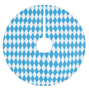 Oktoberfest Bavarian Blue and White Large Diagonal Brushed Polyester Tree Skirt
